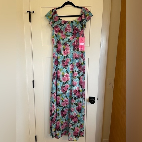 NWT Betsey Johnson Malibu Blue Floral Maxi Size 6 - Picture 1 of 6